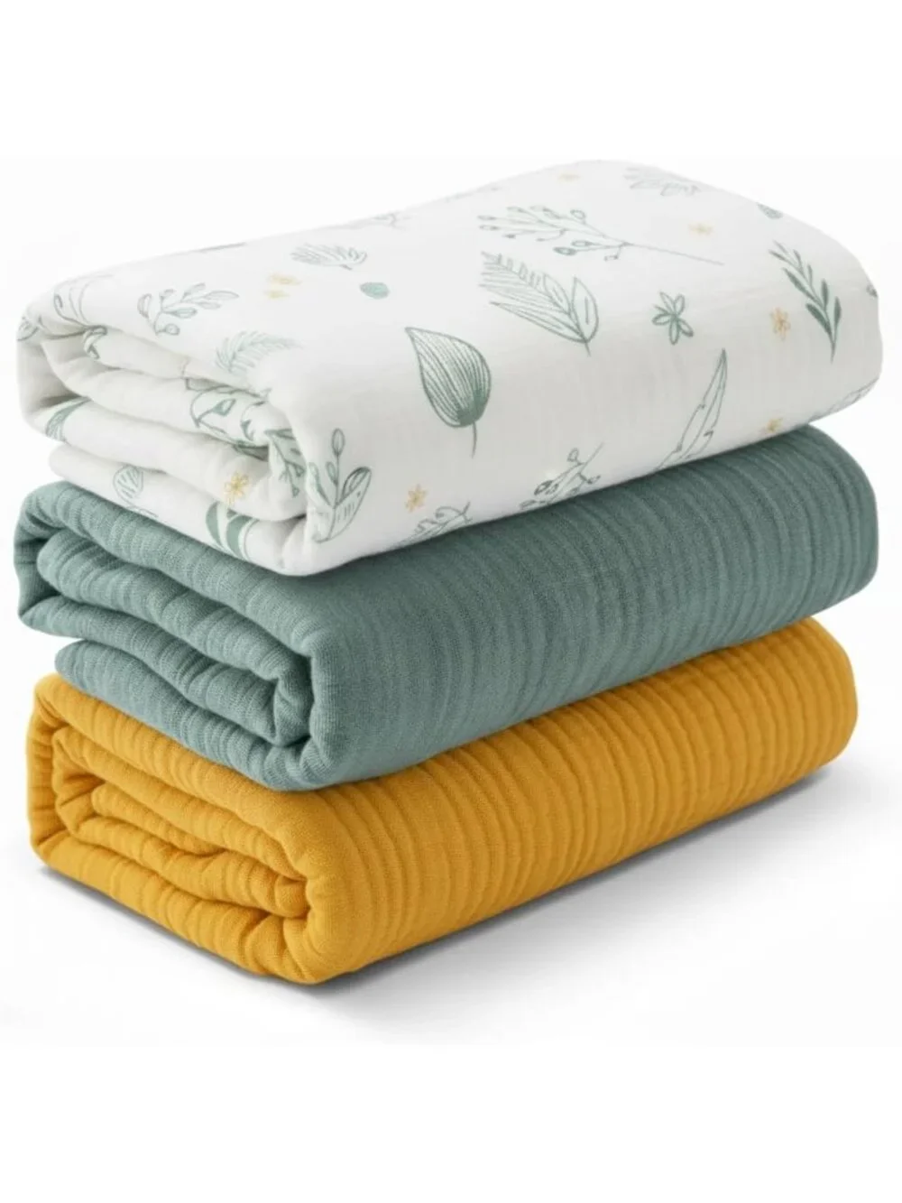 Soft Cotton Muslin Swaddle Blankets for Newborns, 3 Pack, Large 43x35